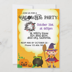 Halloween Custom Niedlich Whimsical Funny Orange Einladung