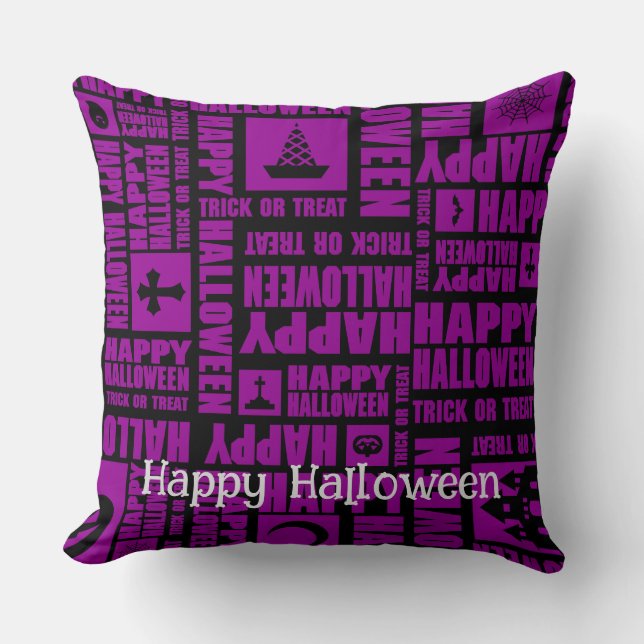 Halloween Custom Whimsical Cool Funny Lila Kissen (Vorderseite)