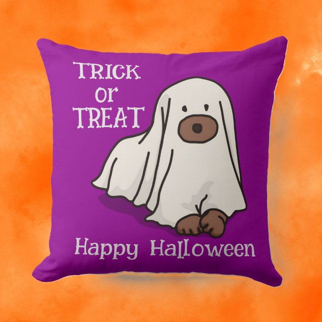 Halloween Custom Whimsical Funny Dog Lila Kissen (Von Creator hochgeladen)