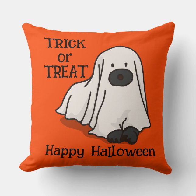 Halloween Custom Whimsical Funny Dog Orange Kissen (Vorderseite)
