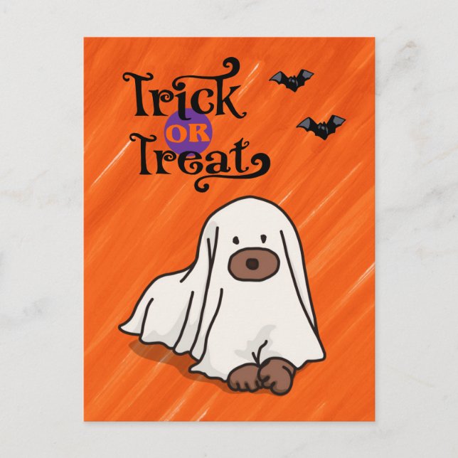 Halloween Custom Whimsical Funny Dog Orange Postkarte (Vorderseite)