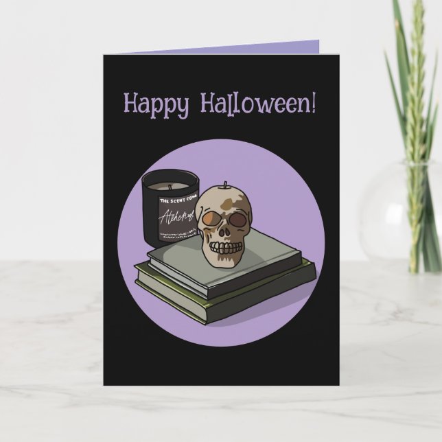 Halloween Custom Whimsical Funny Modern Lila Karte (Vorderseite)