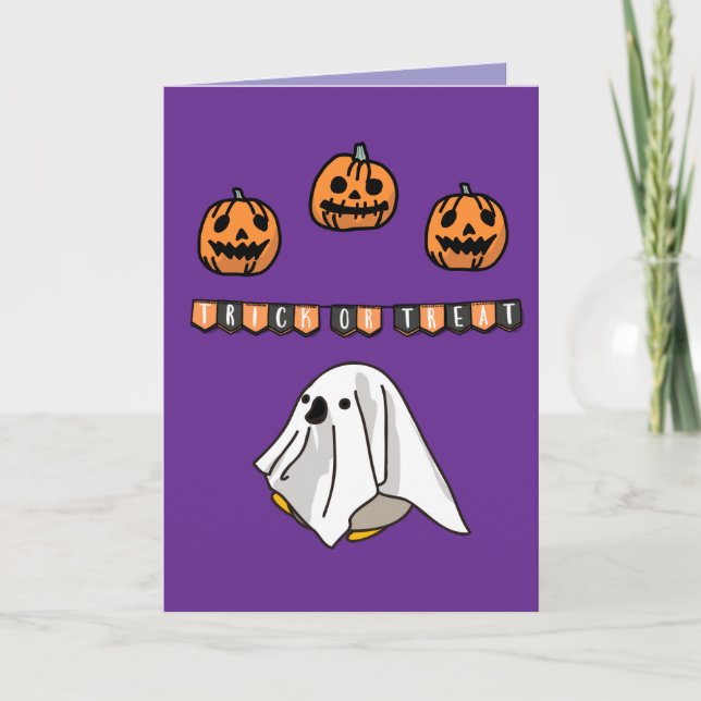 Halloween Custom Whimsical Funny Modern Lila Karte (Vorderseite)