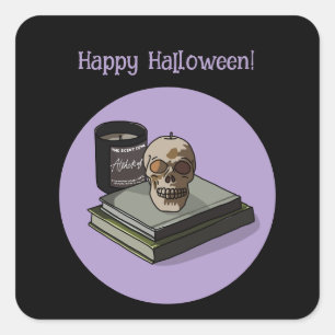 Halloween Custom Whimsical Funny Modern Lila Quadratischer Aufkleber