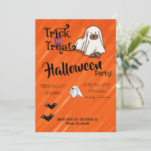 Halloween Custom Whimsical Funny Modern Orange Einladung