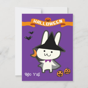 Halloween Custom Whimsical Niedlich Wizard Rabbit Postkarte