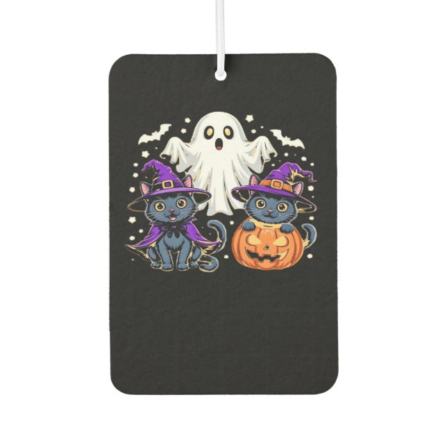 Halloween Cute Ghost Pumpkin Cat Classic T-Shirt_3 Autolufterfrischer (Vorderseite)