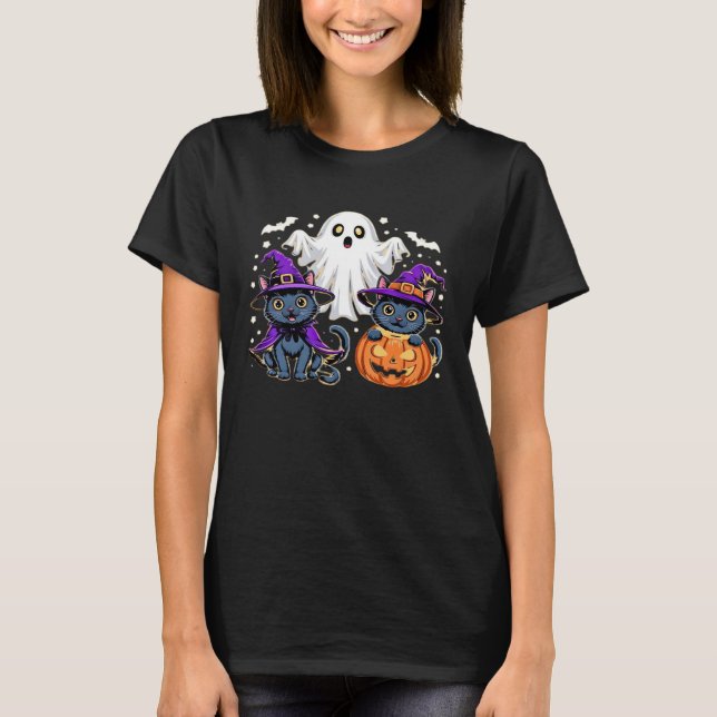 Halloween Cute Ghost Pumpkin Cat Classic T-Shirt_3 T-Shirt (Vorderseite)