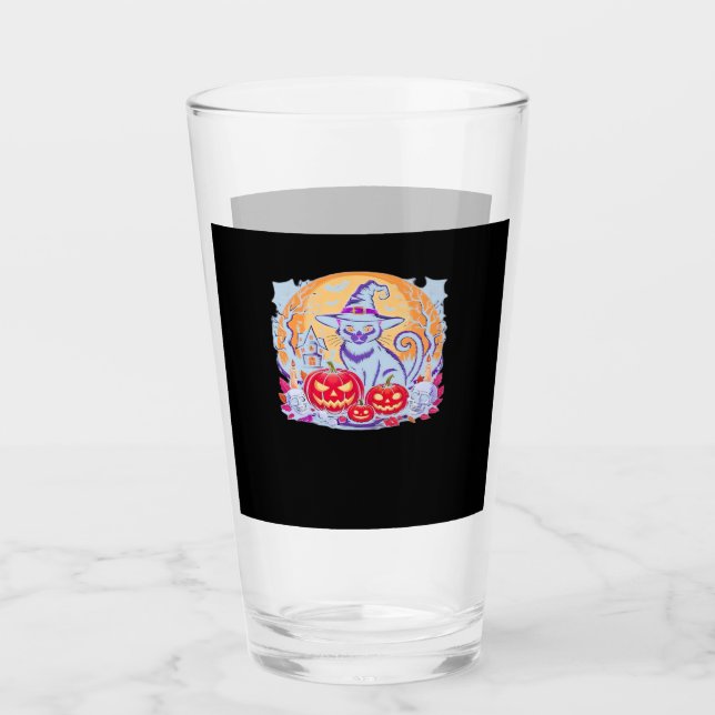 Halloween Cute Ghost Pumpkin Cat Classic T-Shirt Glas (Vorderseite)