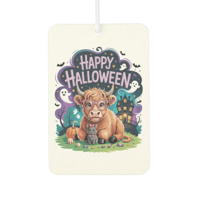 Halloween Cute Highland Cow (2) Autolufterfrischer (Vorderseite)