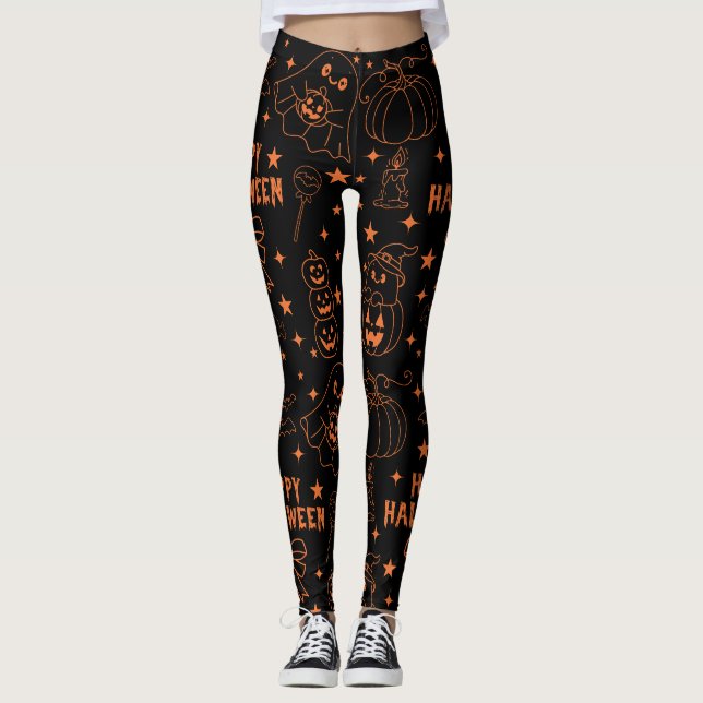  Halloween Cute Kawaii Outline Leggings (Vorderseite)