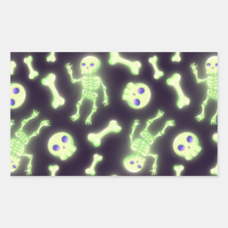 Halloween Cute Spooky Glowing Skeleton Bones Skull Rechteckiger Aufkleber