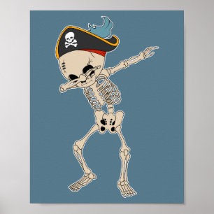 Halloween Dab Skelett Pirat Tanz Poster