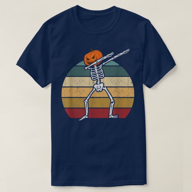 Halloween Dabbing Skeleton Beängstigend Pumpkin Ja T-Shirt (Design vorne)