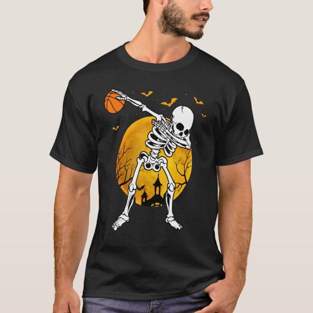 Halloween Dabbing Skeleton Pumpkin Spooky Illustra T-Shirt (Vorderseite)