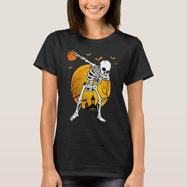 Halloween Dabbing Skeleton Pumpkin Spooky Illustra T-Shirt (Vorderseite)
