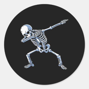 Halloween Dabbing Skeleton Skull Rib Käfig Dab Dan Runder Aufkleber