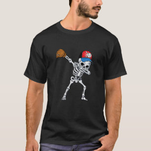 Halloween Dabbing Skelett Baseballspieler Fänger T-Shirt