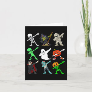 Halloween Dabbing Skeletton Hexen und Monster Boys Karte