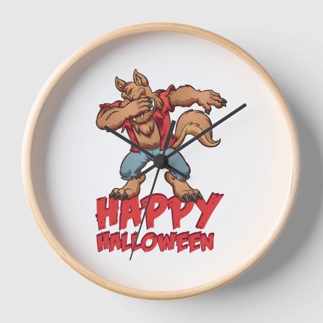 Halloween Dabbing Werwolf Halloween-Kostüm Uhr (Vorderseite)