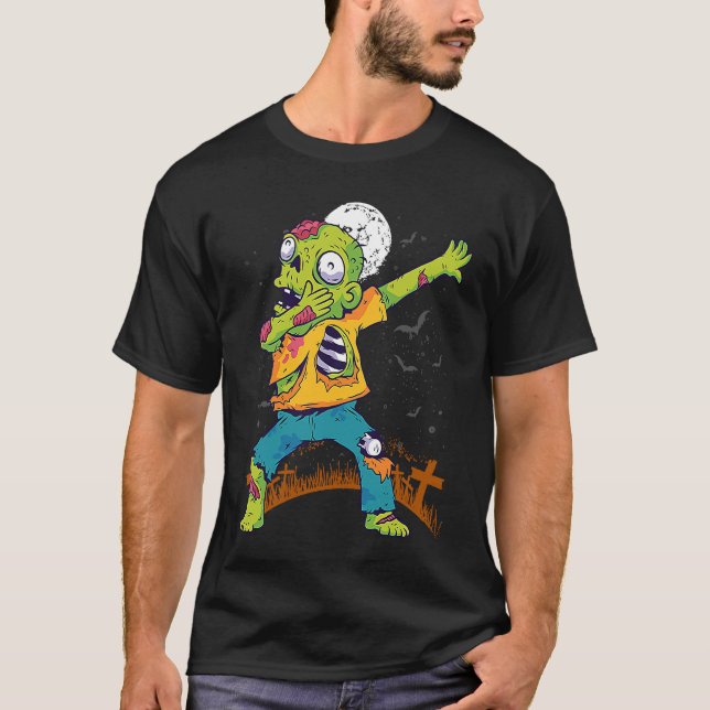 Halloween Dabbing Zombie Dab In Graveyard  Fun Und T-Shirt (Vorderseite)