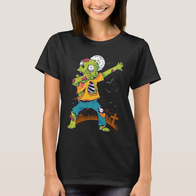 Halloween Dabbing Zombie Dab In Graveyard  Fun Und T-Shirt (Vorderseite)