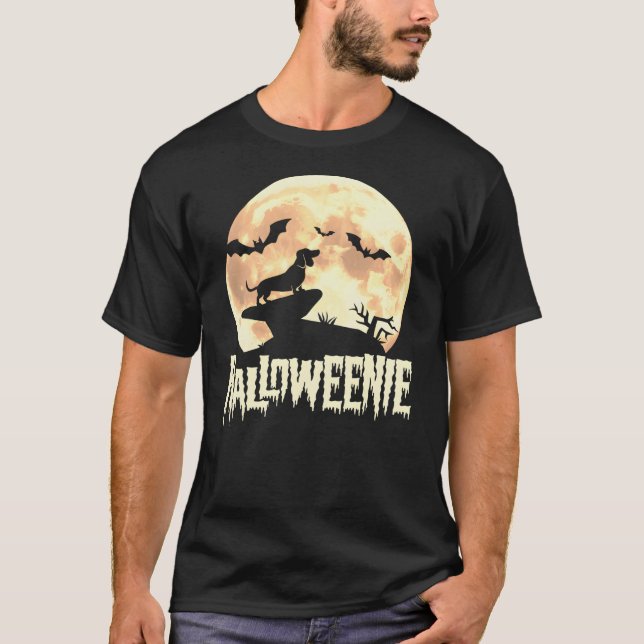 Halloween Dachshund Costume Dog Weiner Dog Moon Ha T-Shirt (Vorderseite)