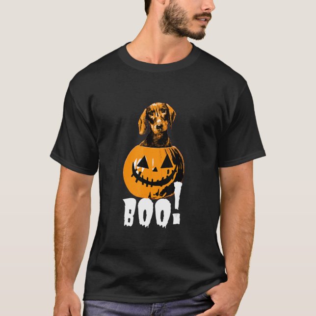 Halloween Dachshund Dog Halloween Pumpkin Boo T-Shirt (Vorderseite)