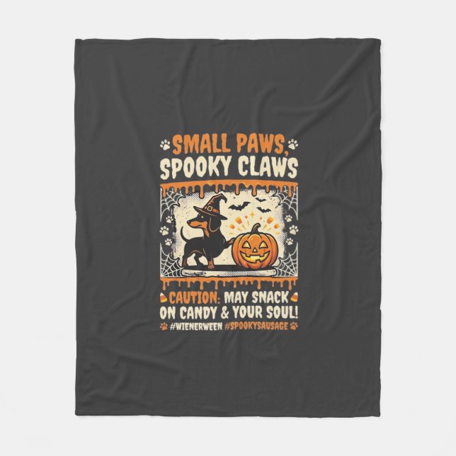 Halloween Dachshund Gruselige Warnung Fleecedecke (Vorderseite)