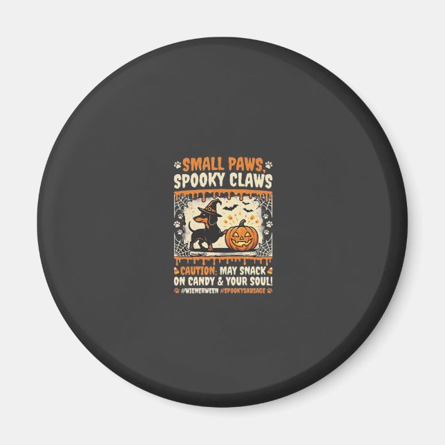 Halloween Dachshund Gruselige Warnung Magnet (Vorne)