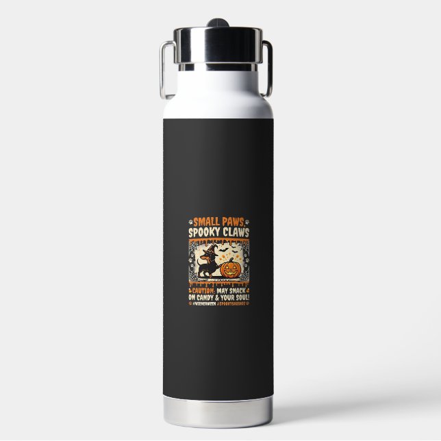 Halloween Dachshund Gruselige Warnung Trinkflasche (Vorderseite)