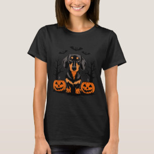 Halloween Dachshund Hund mit schwarzem und braunem T-Shirt