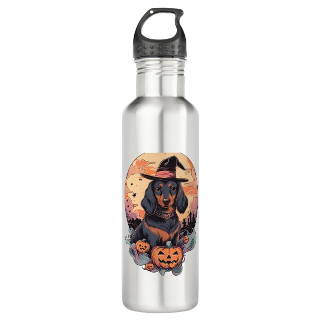 Halloween-Dackel Edelstahlflasche (Vorderseite)
