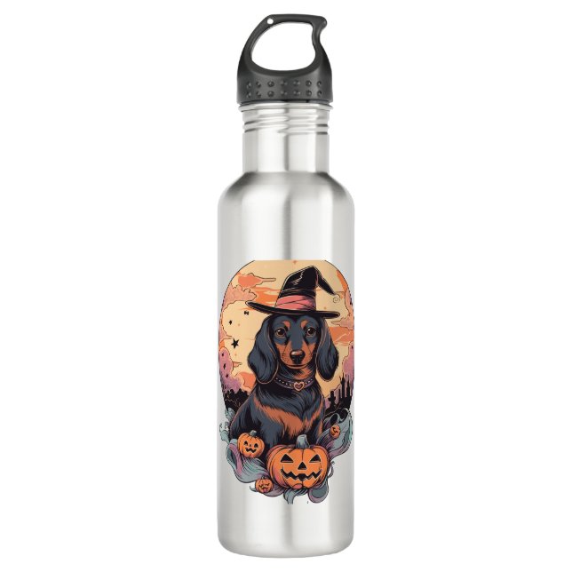 Halloween-Dackel Edelstahlflasche (Vorderseite)