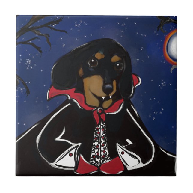 Halloween-Dackel Fliese (Vorderseite)
