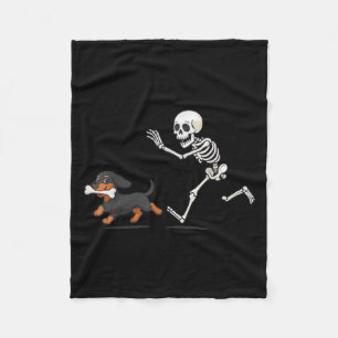 Halloween Dackel Funny Skeleton Jagen Hunde Männer Fleecedecke