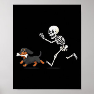 Halloween Dackel Funny Skeleton Jagen Hunde Männer Poster