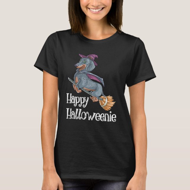 Halloween Dackel Hund Kostüm Beängstigend T-Shirt (Vorderseite)