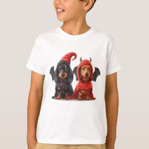 Halloween Dackel Hunde Devil Bat T-Shirt