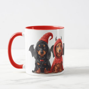 Halloween Dackel Hunde Devil Bat Tasse