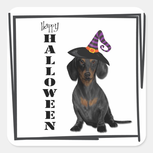 Halloween-Dackel Quadratischer Aufkleber (Vorderseite)