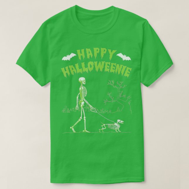 Halloween-Dackel-Shirt - Happy Halloweenie T-Shirt (Design vorne)