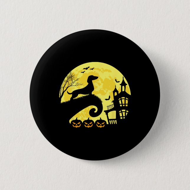 Halloween Dackel Würstchen Dackel Moonshine Sausag Button (Vorderseite)