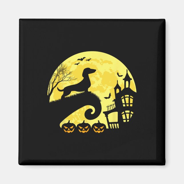 Halloween Dackel Würstchen Dackel Moonshine Sausag Magnet (Vorne)