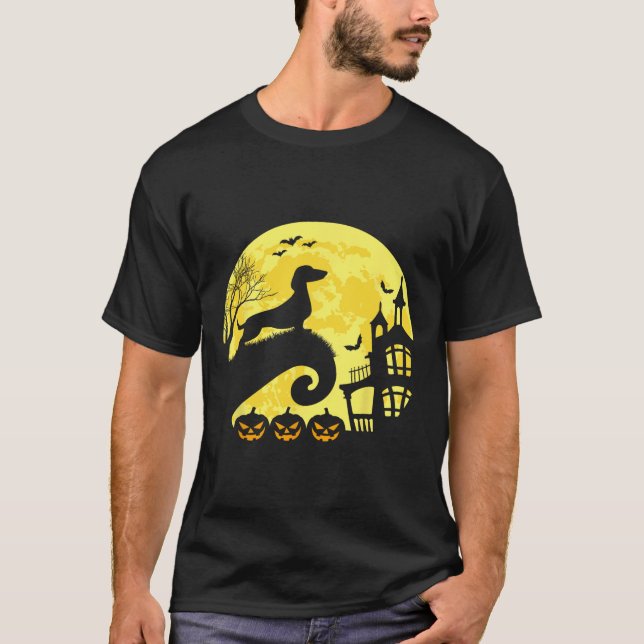 Halloween Dackel Würstchen Dackel Moonshine Sausag T-Shirt (Vorderseite)