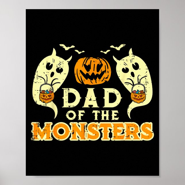 Halloween Dad Of Monsters Funny Family Costume Pap Poster (Vorne)