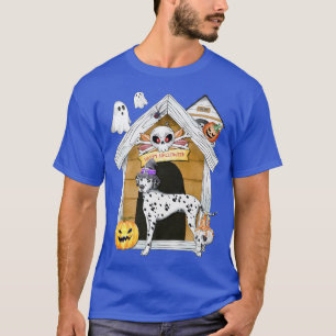 Halloween Dalmatiner Dog Hexe Spuk Haus T-Shirt