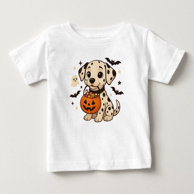 Halloween Dalmatiner Dog Trick oder Tree Baby T-shirt (Vorderseite)