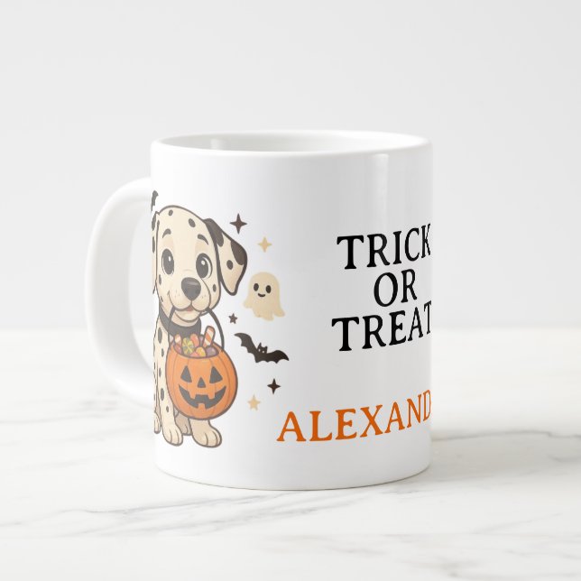 Halloween Dalmatiner Dog Trick oder Tree Jumbo-Tasse (Vorderseite Links)