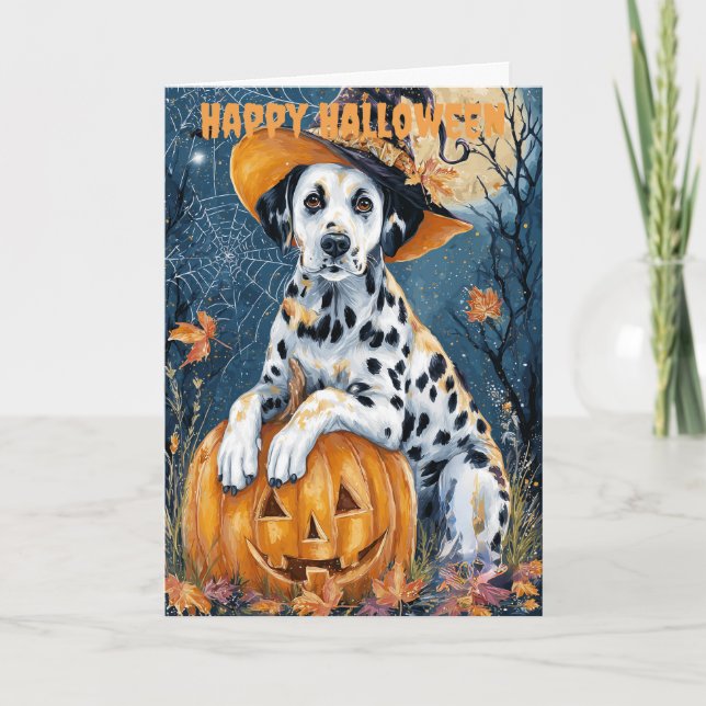 Halloween-Dalmatiner-Hund Feiertagskarte (Vorderseite)